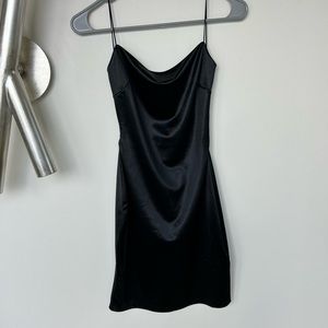 Windsor black satin mini dress